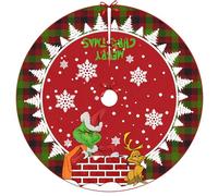 Christmas Tree Skirt 75-122cm Green Elf Xmas Tree Skirts Mat Santa Gnome Reindeer Print Mat Merry Christmas Festive Decor G-rinch Xmas Base Cover