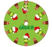 Christmas Tree Skirt 75-122cm Green Elf Xmas Tree Skirts Mat Santa Gnome Reindeer Print Mat Merry Christmas Festive Decor G-rinch Xmas Base Cover
