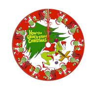 Christmas Tree Skirt 75-122cm Green Elf Xmas Tree Skirts Mat Santa Gnome Reindeer Print Mat Merry Christmas Festive Decor G-rinch Xmas Base Cover