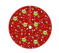 Christmas Tree Skirt 75-122cm Green Elf Xmas Tree Skirts Mat Santa Gnome Reindeer Print Mat Merry Christmas Festive Decor G-rinch Xmas Base Cover
