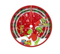 Christmas Tree Skirt 75-122cm Green Elf Xmas Tree Skirts Mat Santa Gnome Reindeer Print Mat Merry Christmas Festive Decor G-rinch Xmas Base Cover