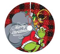 Christmas Tree Skirt 75-122cm Green Elf Xmas Tree Skirts Mat Santa Gnome Reindeer Print Mat Merry Christmas Festive Decor G-rinch Xmas Base Cover