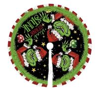 Christmas Tree Skirt 75-122cm Red Green Xmas Tree Skirts Mat The G-rinch's Santa Gnome Print Xmas Tree Mat Merry Christmas Sign Tree Ornaments Festive Decor G-rinch Christmas Tree Base