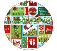 Christmas Tree Skirt 75-122cm Red Green Xmas Tree Skirts Mat The G-rinch's Santa Gnome Print Xmas Tree Mat Merry Christmas Sign Tree Ornaments Festive Decor G-rinch Christmas Tree Base