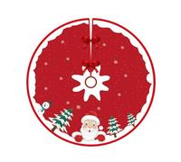 Christmas Tree Skirt 90cm/120cm - Red & White Winter Scene Design with Santa & Snowman, Decorative Holiday Base Mat for Festive Home Decorations