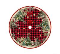 Christmas Tree Skirt 90cm Cartoon Print Polyester Holiday Base | Easy to clean with wipe or machine wash for durable polyester material Suitable for all Christmas tree sizes