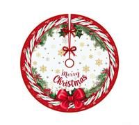Christmas Tree Skirt 90cm Cartoon Print Polyester Holiday Base | Easy to clean with wipe or machine wash for durable polyester material Suitable for all Christmas tree sizes