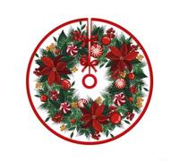 Christmas Tree Skirt 90cm Cartoon Print Polyester Reduces Festive Mess | Easy Clean Fabric Wipe or Machine Wash Fits Most Christmas Trees Bright Color Keeps Decorations Fresh
