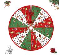 Christmas Tree Skirt 90cm Round Xmas with Santa Claus Pattern Cloth Skirts Ornaments Base Cover for Decorations (A)