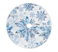 Christmas Tree Skirt Blue Snowflakes White Xmas Xmas Tree Skirt Christmas Tree Skirt Ornament Xmas Tree Mat for Decorations Holiday Party 90cm/36inch