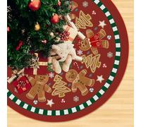 Christmas Tree Skirt Christmas Gingerbread Sweet Candy Lollipop Xmas Tree Skirts Mat for New Year Holiday Christmas Party Decorations 120cm