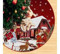 Christmas Tree Skirt Christmas Santa Claus Snowman Xmas Tree Skirts for New Year Holiday Christmas Party Decorations 90cm