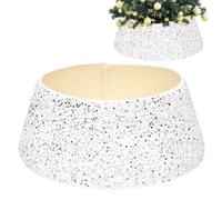 Christmas Tree Skirt Christmas Tree Base Christmas Tree Collar 28 Inch Glitter Tree Collar Shiny Sequins Xmas Tree Skirt Ring Basket Cover Holiday Home Party Christmas Tree Decor Ornaments Silver