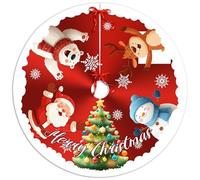 Christmas Tree Skirt, Christmas Tree Decorations, 48 Inch Xmas tree base cover for New Year Home Party Indoor Decoration with Snowman Santa Claus Elk (friend tree skirt, 48 Inch)