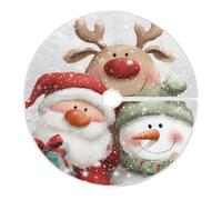 Christmas Tree Skirt Cute Santa Claus Reindeer Xmas Tree Skirt Christmas Tree Skirt Ornament Xmas Tree Mat for Decorations Holiday Party 90cm/36inch