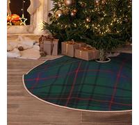 Christmas Tree Skirt Davidson Clan Tartan Dark Green Plaid Rustic Xmas Tree Skirts Mat Festive Decoration for Merry Christmas and New Year Holiday Party 36"
