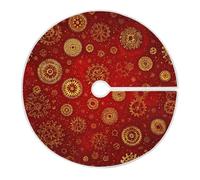 Christmas Tree Skirt Golden Steampunk Gears Xmas Tree Mat, Open Design/Easy Installation Christmas Tree Skirt Ornament for Christmas Decorations New Year Party Holiday, 47.2 Inches