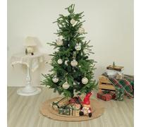 Christmas Tree Skirt in Burlap with Double Layer Styling, Polyester Construction, Designed for Various Tree Heights, Enhances Seasonal Decoration with Rustic Texture (36-inch)