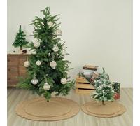 Christmas Tree Skirt in Burlap with Double Layered Construction, Made from Long Lasting Polyester, Fits Multiple Tree Sizes, Creates Cozy Holiday Ambiance (48-inch)