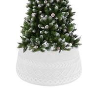 Christmas Tree Skirt Knitted, Christmas Tree Collar Adjustable Knitted Diamond-Edged Chunky Knit Skirt | Festive Reusable Holiday Accent For Friend Adult Kids Party Holiday Home Indoor Outdoor