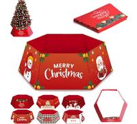 Christmas Tree Skirt, Merry Red Tree Base Cover, Fun Collar for Christmas Decorations, Festive Decor Xmas Trees Trunk Ring Base Cover for Holiday Party Xmas Decoration,40x25cm (s4)
