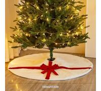 Christmas Tree Skirt Plush Fabric, 47 Inch Artificial Plush Christmas Tree Skirt White Soft Base Cover For Holiday Decoration