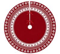 Christmas Tree Skirt Red Christmas Decorations Xmas Mat Snowflake Winter | 90cm Velvet Xmas Tree Skirt Snowflake Winter Mat for Large Artificial Trees Home Party Decor