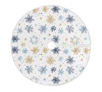 Christmas Tree Skirt Snowflakes and Stars Print Xmas Tree Mat, Open Design/Easy Installation Christmas Tree Skirt Ornament for Christmas Decorations New Year Party Holiday, 35.4 Inches