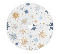 Christmas Tree Skirt Snowflakes and Stars Xmas Tree Mat, Open Design/Easy Installation Christmas Tree Skirt Ornament for Christmas Decorations New Year Party Holiday, 47.2 Inches
