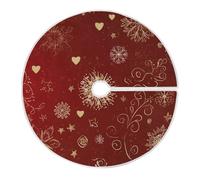 Christmas Tree Skirt Snowflakes Hearts Stars Xmas Tree Mat, Open Design/Easy Installation Christmas Tree Skirt Ornament for Christmas Decorations New Year Party Holiday, 35.4 Inches
