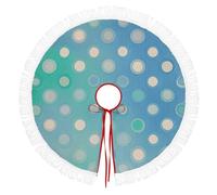 Christmas Tree Skirt Tassels Waterproof Christmas Tree Floor Mat Blue Aqua Blue Gray Polka Dot Pattern Printed for Christmas New Year Party Holiday Decorations Collapsible