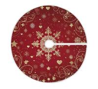 Christmas Tree Skirt White and Gold Snowflakes Stars Xmas Tree Mat, Open Design/Easy Installation Christmas Tree Skirt Ornament for Christmas Decorations New Year Party Holiday, 47.2 Inches