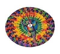 Christmas Tree Skirt Xmas Decorations 122cm | Bear Dancing Tie Dye Printed Soft Xmas Tree Skirt Decor, Perfect for Holiday Home Decor Gift