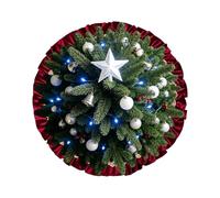 Christmas Tree Skirts 48in Farmhouse Wine Red Plush Skirts Mat