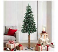 Christmas tree Slim 150cm Green PVC with Real Pine Wood & Steel Stand 291 tips