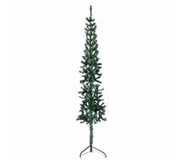Christmas Tree Slim Half-Round PVC Green 210cm x38cm 80 Tips Steel Stand Compact