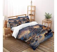 Christmas Tree Snow Bedding Set 3D Design Christmas Themes Duvet Cover Set Microfiber Quilt Cover Suitable for Family,couple,children with Pillow Double（200x200cm）