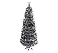 Christmas Tree Snow Covered Artificial Thin Black Pencil Christmas Trees Fiber Optic Tree with Metal Stand 1028(Size:180cm/6ft) (210cm/7ft)