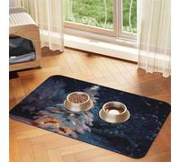 Christmas Tree Snow Dog Food Mat, Absorbent Pet Feeding Mat for Food and Water Bowls Non-Slip Placement Pad for Floors Waterproof Quick Dry Water Dispenser Mat for Dogs Puppy Cats 16x24 Inch