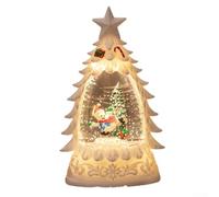 Christmas Tree Snow Globe Lantern, 9 x 5.3 x 15 cm Red and White Glowing Holiday Decor Battery Powered with Glittering Water Effect for Festive Home Décor(White Snowman)