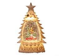 Christmas Tree Snow Globe Lantern, 9 x 5.3 x 15 cm Red and White Glowing Holiday Decor Battery Powered with Glittering Water Effect for Festive Home Décor(White car)