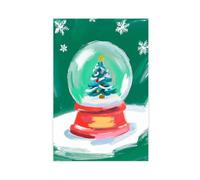 Christmas Tree Snow Globe, Vintage Farmhouse Canvas Poster Bedroom Decor Landscape Office Room Decor Gift 16x24inch(40x60cm)