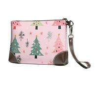 Christmas Tree Snow Leather Clutch Bag for Women, Cartoon Wristlet Purse with Detachable Strap Evening Handbag, Ladies Long Wallet for Wedding Party Travel Business