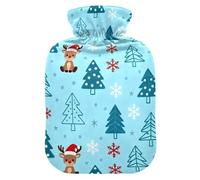 Christmas Tree Snowflake Blue hot Waterbottle with Soft Cover, 1L hot compresses for The Body for Neck and Shoulder Pain Relief,Neck and Shoulder Pain Relief,Bolsa de calor para Dolor Menstrual