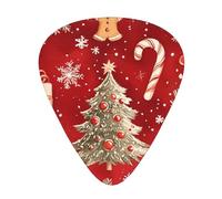 Christmas-Tree-Snowflake-Ginger 12 Pack Guitar Picks With 3 Thicknesses And Storage Box, Abs Plectrums For Electric Bass Guitar Players