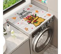 Christmas Tree Snowflake Print Anti-Slip Washer Or Dryer Top Mat Cover Christmas Theme Motifs Dish Drying Pad Protector Covers For Refrigerator Microwave Oven Kitchen Sinks (Color 5,50x50cm)