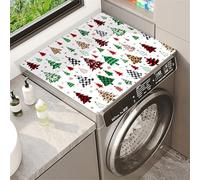 Christmas Tree Snowflake Print Anti-Slip Washer Or Dryer Top Mat Cover Christmas Theme Motifs Dish Drying Pad Protector Covers For Refrigerator Microwave Oven Kitchen Sinks (Color 3,60x60cm)