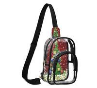 Christmas Tree Snowflake White Clear Sling Backpack, Transparent Crossbody Bag with Front Pocket for Travel and Work