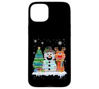 Christmas Tree Snowman Reindeer Book Stack Tee Librarian Case for iPhone 15 Plus