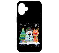 Christmas Tree Snowman Reindeer Book Stack Tee Librarian Case for iPhone 16